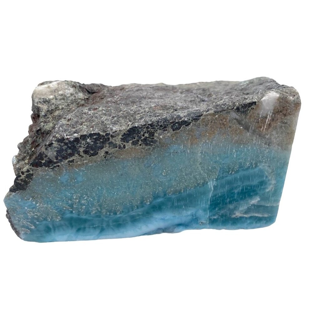326g 11.5oz Larimar pectolite Dominican Natural Wedge Rare Slab Rock Mineral Gem - Picture 13 of 16